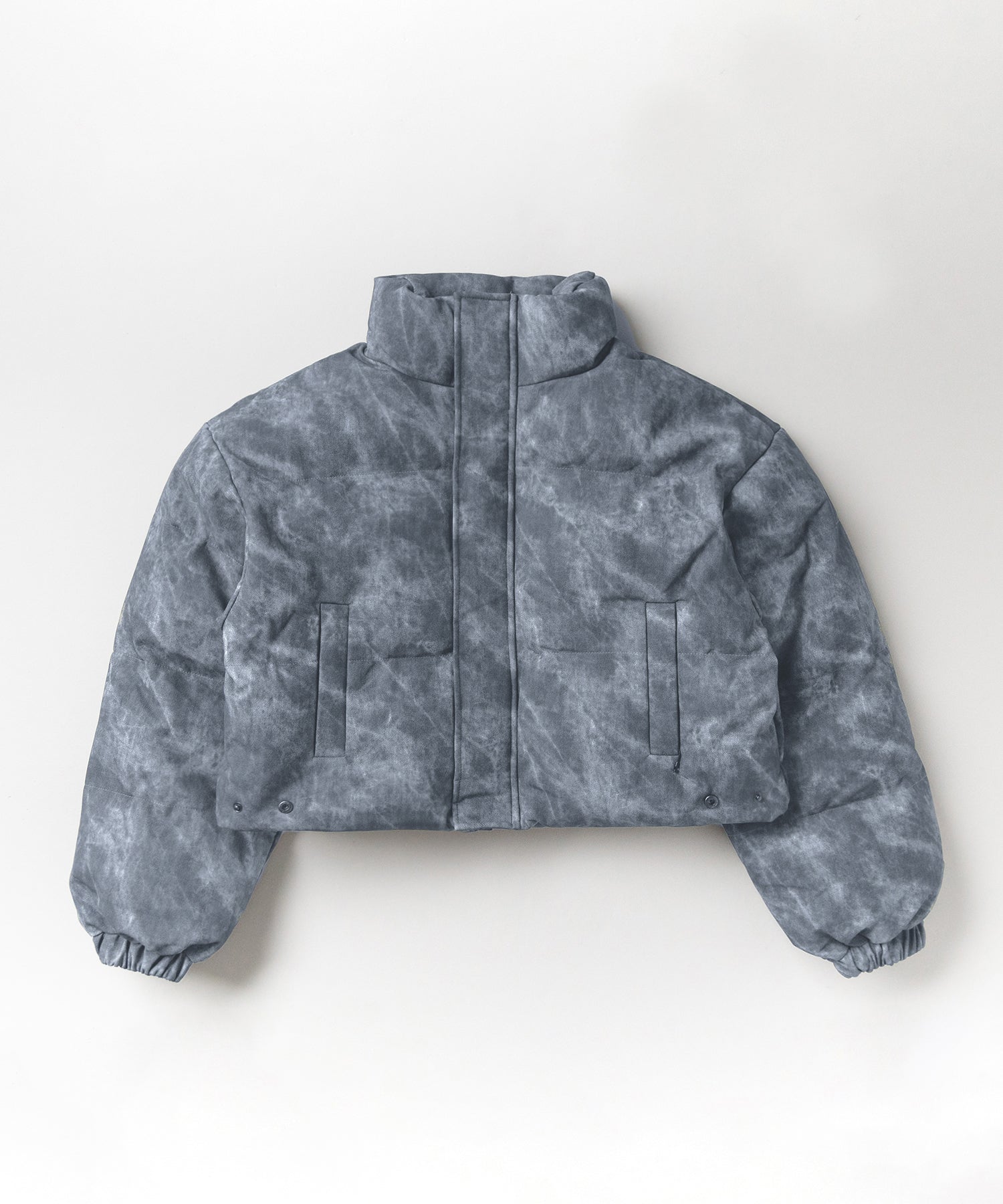 【 セットアップ着用可能 】ヴィンテージライクフェイクレザーショートダウンジャケット ／ vintage like fake leather short down jacket