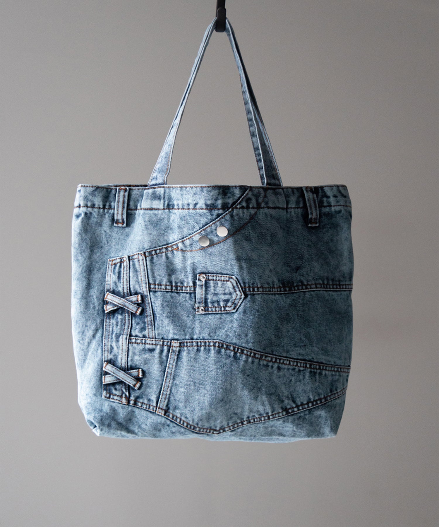 【 ２color 】ヴィンテージドッキングウォッシュデニムバッグ ／ vintage docking washed denim bag