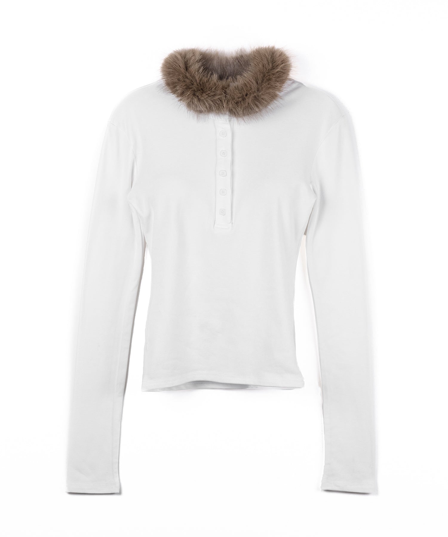 【 裏起毛 】ファーカラーヘンリーネックトップス ／ urakimo fur collar henley neck tops