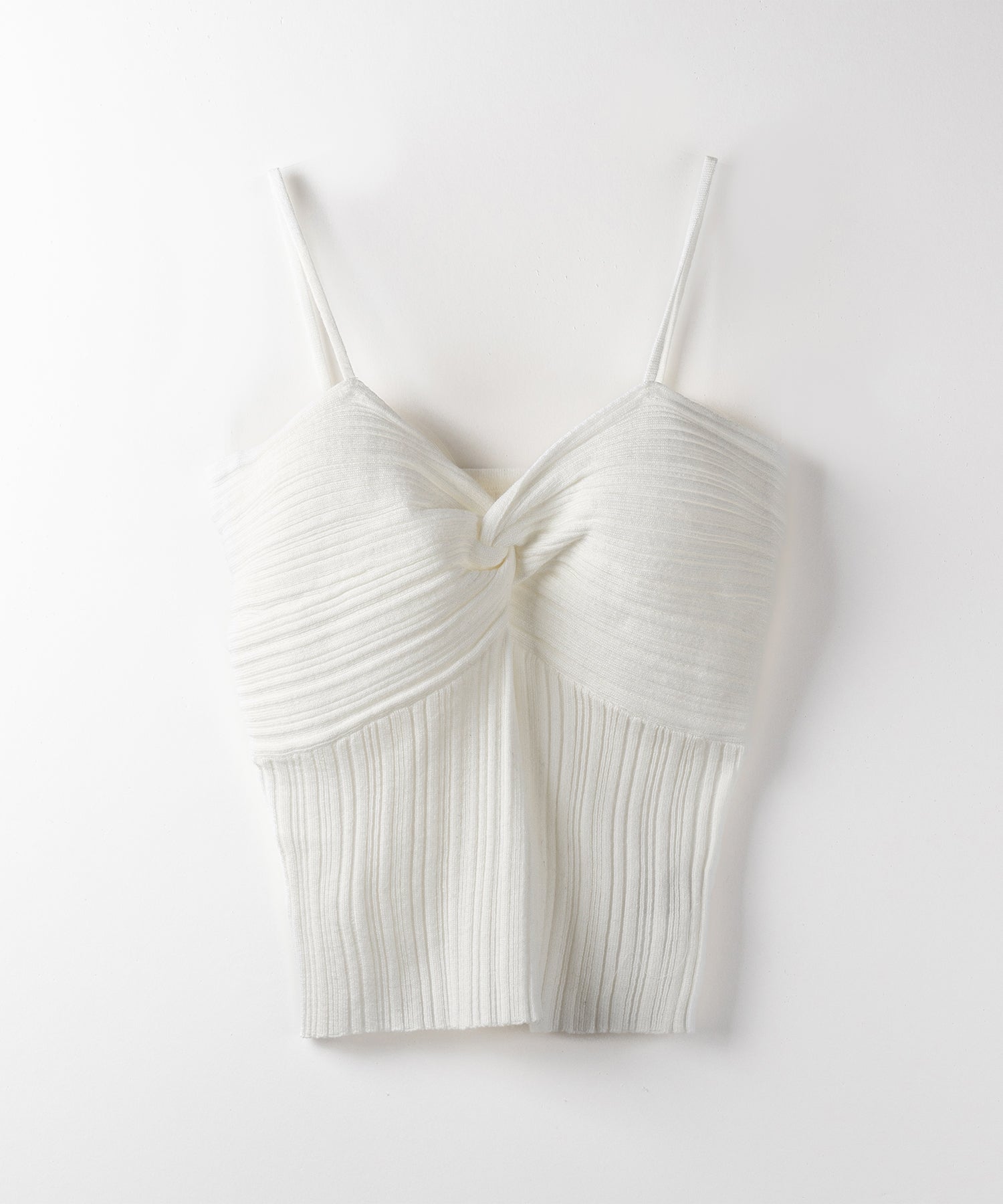 【 2点セット 】ツイストリブニットキャミソール ＋シアーリブショートカーディガン SET ／ twisted rib knit camisole + sheer rib short cardigan SET