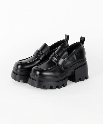 厚底チャンキーヒールコインローファー／platform chunky heel coin loafers