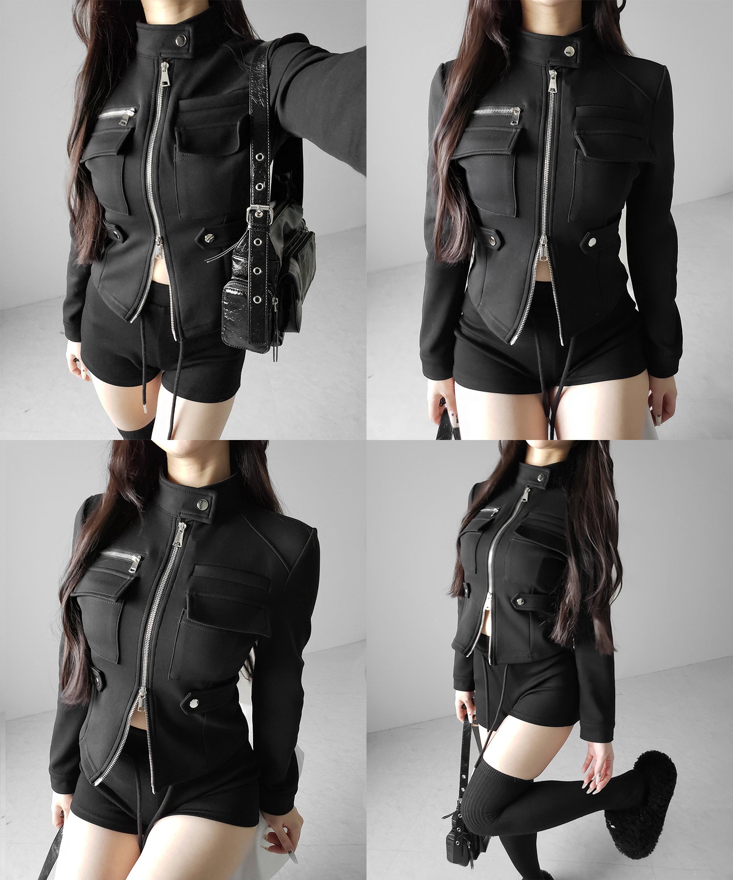 アウトポケットジップアップスリムカットジャケット ／ out pocket zip up slim cut jacket