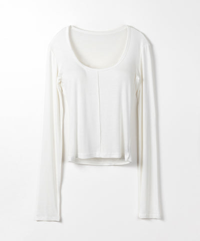 オープンネックタイトフィットルーズドレープ長袖Ｔシャツ ／ open neck tight fit loose drape long sleeve T-shirts