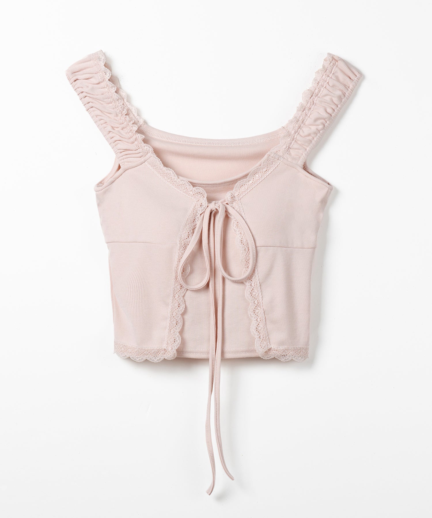 フロントリボンレイヤードリブキャミタンク ／ front ribbon layered lib camisole tank