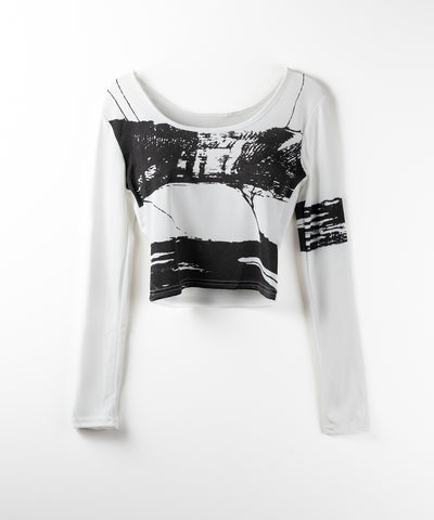 【 ２color 】ヴィンテージプリントショートリブＴシャツ ／ vintage print short lib t-shirt