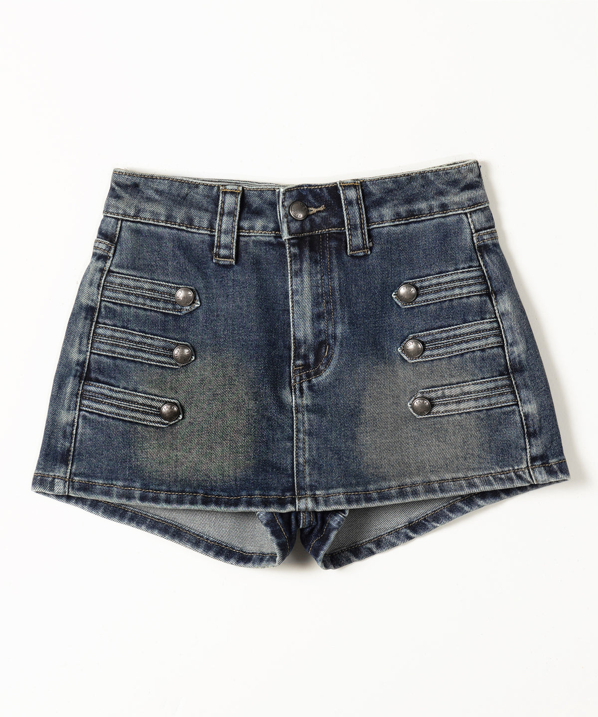 ナポレオンデザインストレッチデニムミニスカパン ／ napoleon design stretch denim mini skirt pants