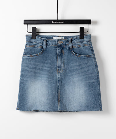【 ３size 】ウォッシュデニムストレッチダメージミニスカパン ／ wash denim stretch damaged mini skirt