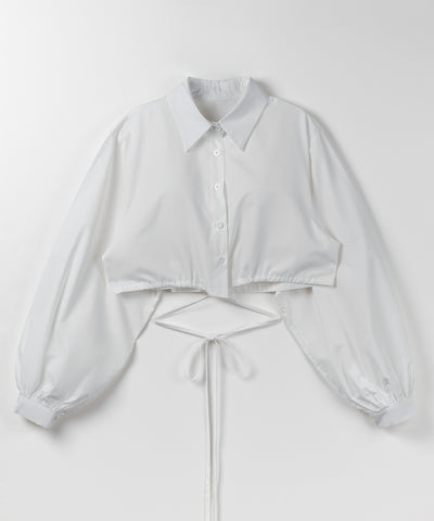 【 ２color 】クロスストラップリボンショートシャツ ／ cross strap ribbon short shirts
