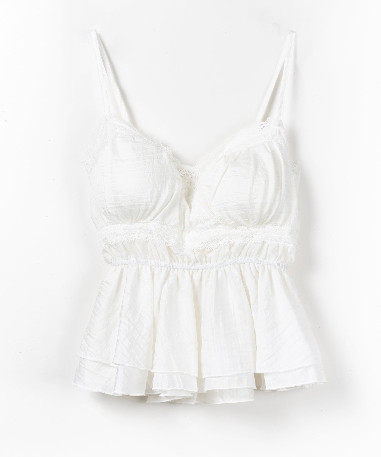 レースフリルペプラムキャミソール ／ lace frill peplum camisole