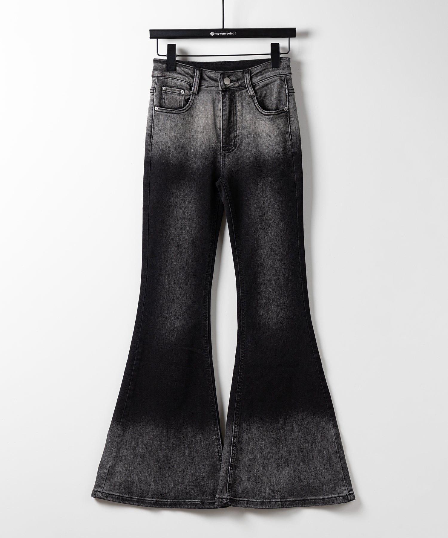 【４size 】ブリーチグラデーションストレッチブラックフレアデニム ／ bleach gradation stretch black flare denim