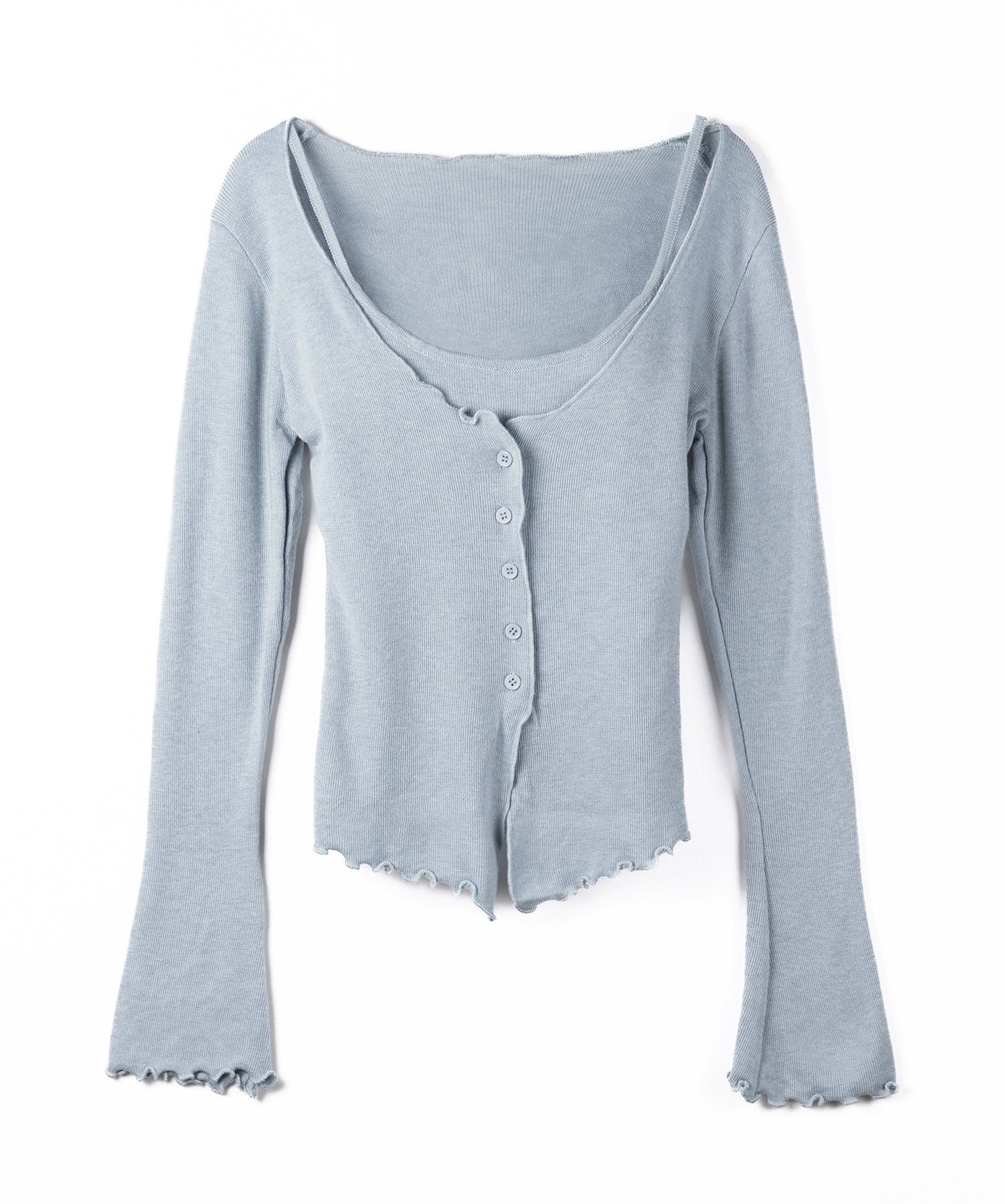 レイヤード風メロースリムニットカーディガン ／ layered mellow slim knit cardigan