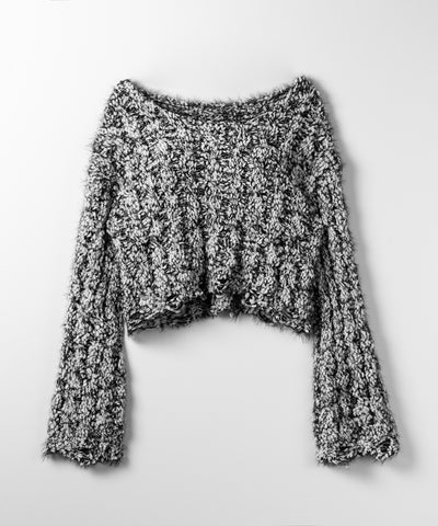 【 ２color 】マシュマロダメージショートニット ／ marshmallow damage short knit