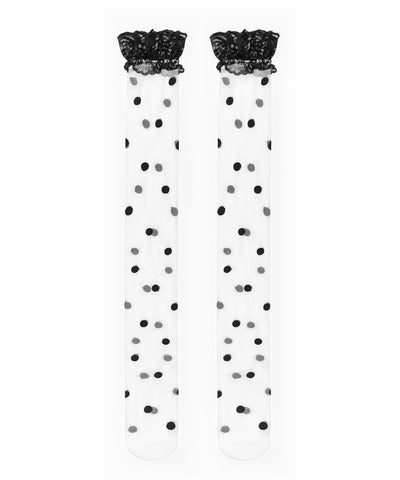 レースドットニーハイシアーハイソックス ／ lace dot knee high sheer high socks