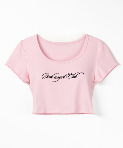 【 PINK ANGEL CLUB 】 レタリングロゴスクエアショートＴシャツ ／ PINK ANGEL CLUB lettering logo square short T-shirts