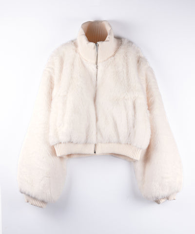 【 限定先行販売 】スタンドネックリブフェイクファーショートブルゾン ／ standneck lib fakefur short blouson