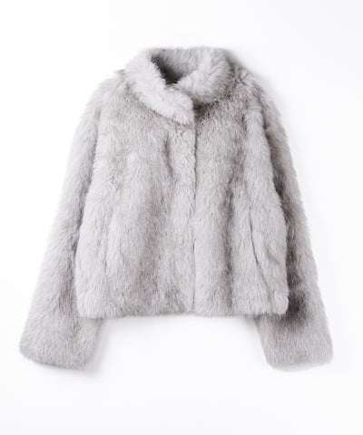 【 ５color 】スタンドカラーフェイクファークロップドコート ／ stand collar fake fur cropped coat