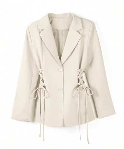 レースアップリボンスリムテーラードジャケット ／ lace-up ribbon slim tailored jacket