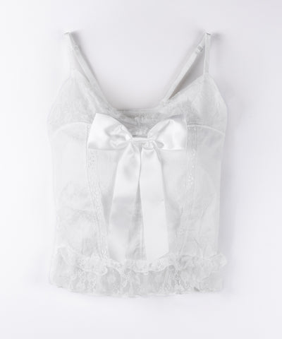 フロントサテンリボンレースキャミビスチェ ／ front satin ribbon lace cami bustier