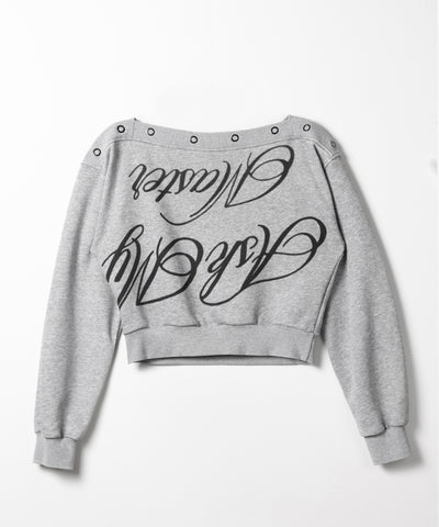 レタリングロゴワンショルスウェットトップス ／ Lettering logo one-shoulder sweat tops