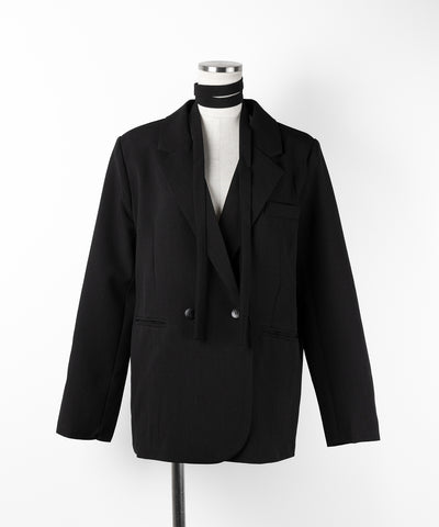 【 ２WAY 】チョーカータイ付きテーラードジャケット／ choker tie set tailored jacket