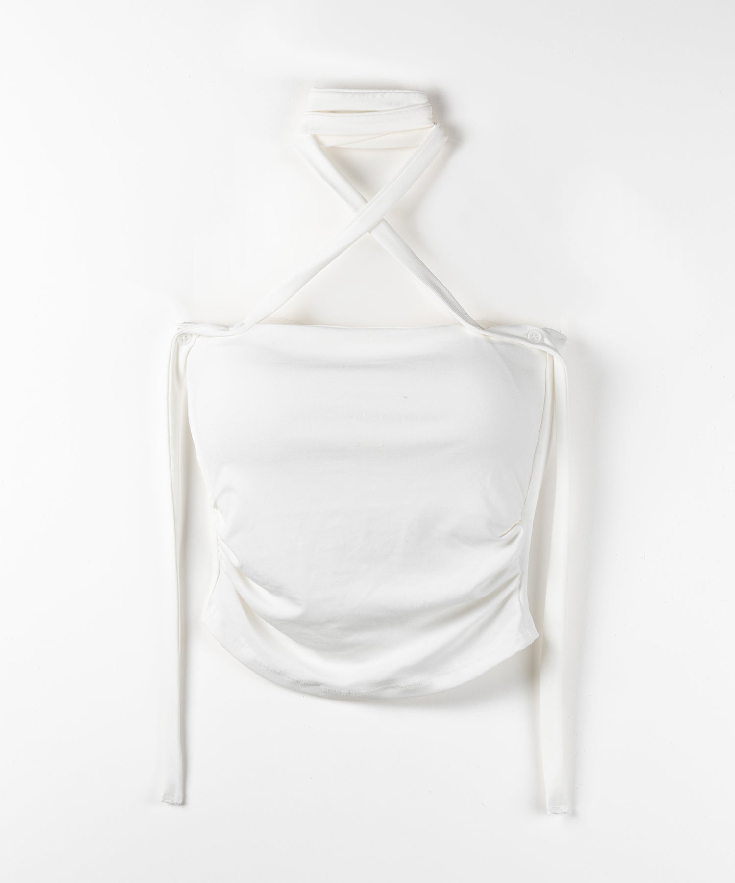 【 ３color ／ カップ付 】ロングチョーカークロスネックキャミソール ／ long choker cross neck camisole