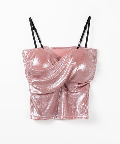メタリックドレープビスチェキャミソール ／ metallic drape bustier camisole