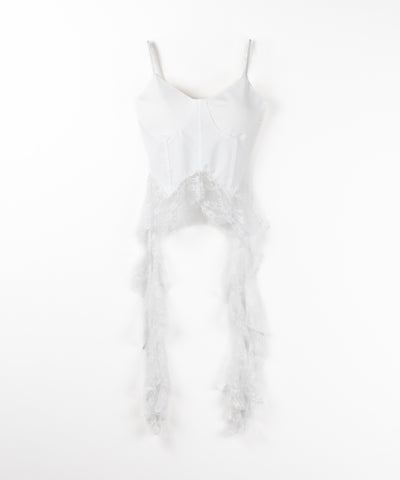 【 ２color 】レースフリルレイヤードビスチェキャミソール ／ lace frill layered bustier camisole