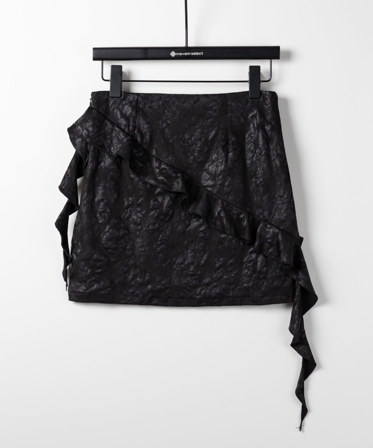 【 ２color 】ヴィンテージスエードアシンメトリーフリルミニスカート／ vintage suede asymmetry frill mini skirt