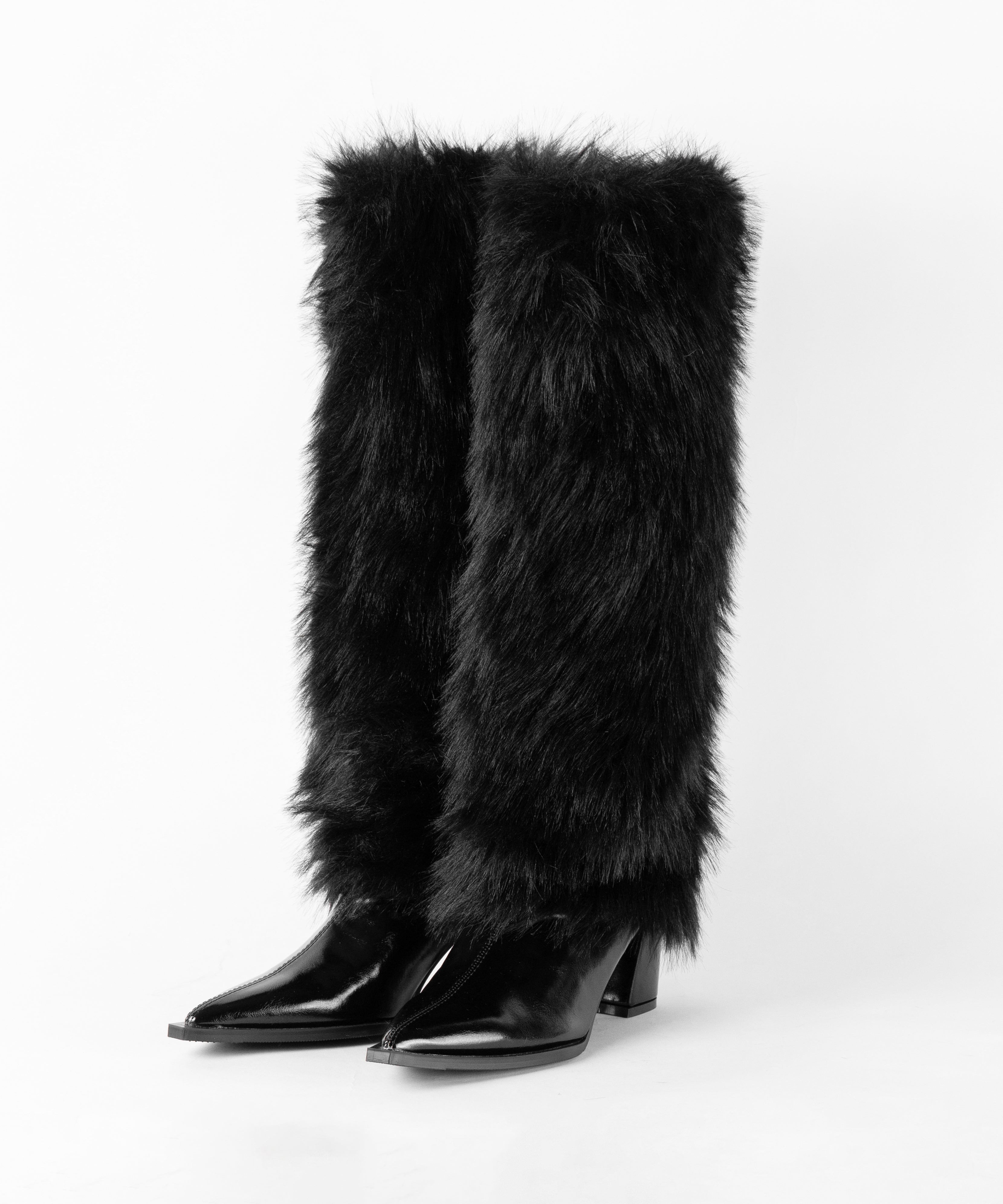 ミックスフェイクファーロングカバーブーツ ／ mix fake fur long cover boots