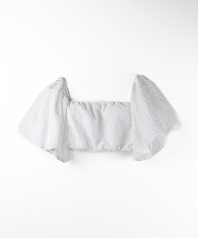 【 ２color 】オフショルダーボリュームパフショートブラウス ／ off shoulder volume puff short blouse