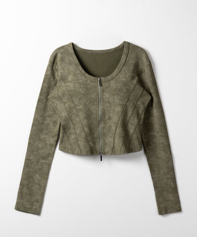 【 ２color 】ダブルジップヴィンテージカットソーカーディガン ／ double zip vintage cut sew cardigan