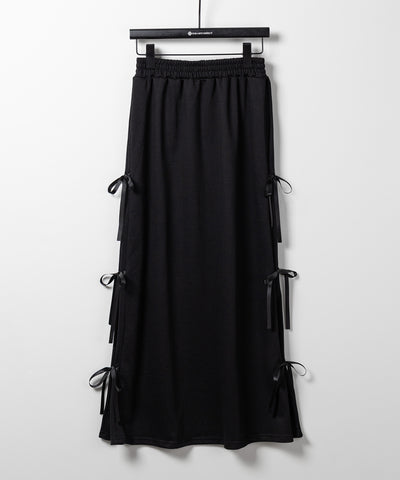 【 ２color 】３ストラップサイドリボンロングスウェットスカート／ three strap side ribbon long sweat skirt