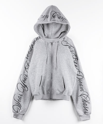 【 セットアップ 】レタリングロゴ刺繍ジップアップパーカー＆ショートパンツ ／ lettering logo embroidery zip-up hoodie ＆ short pants SETUP