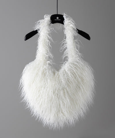 【 ４color 】シャギーファーハートショルダーバッグ ／ shaggy fur heart shoulder bag