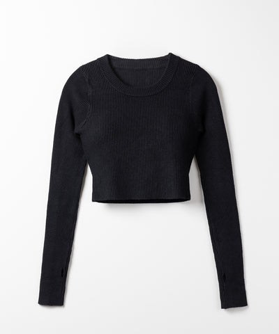 【 ３color 】BASIC ショートリブニットトップス　／ BASIC SHORT LIB KNIT TOPS
