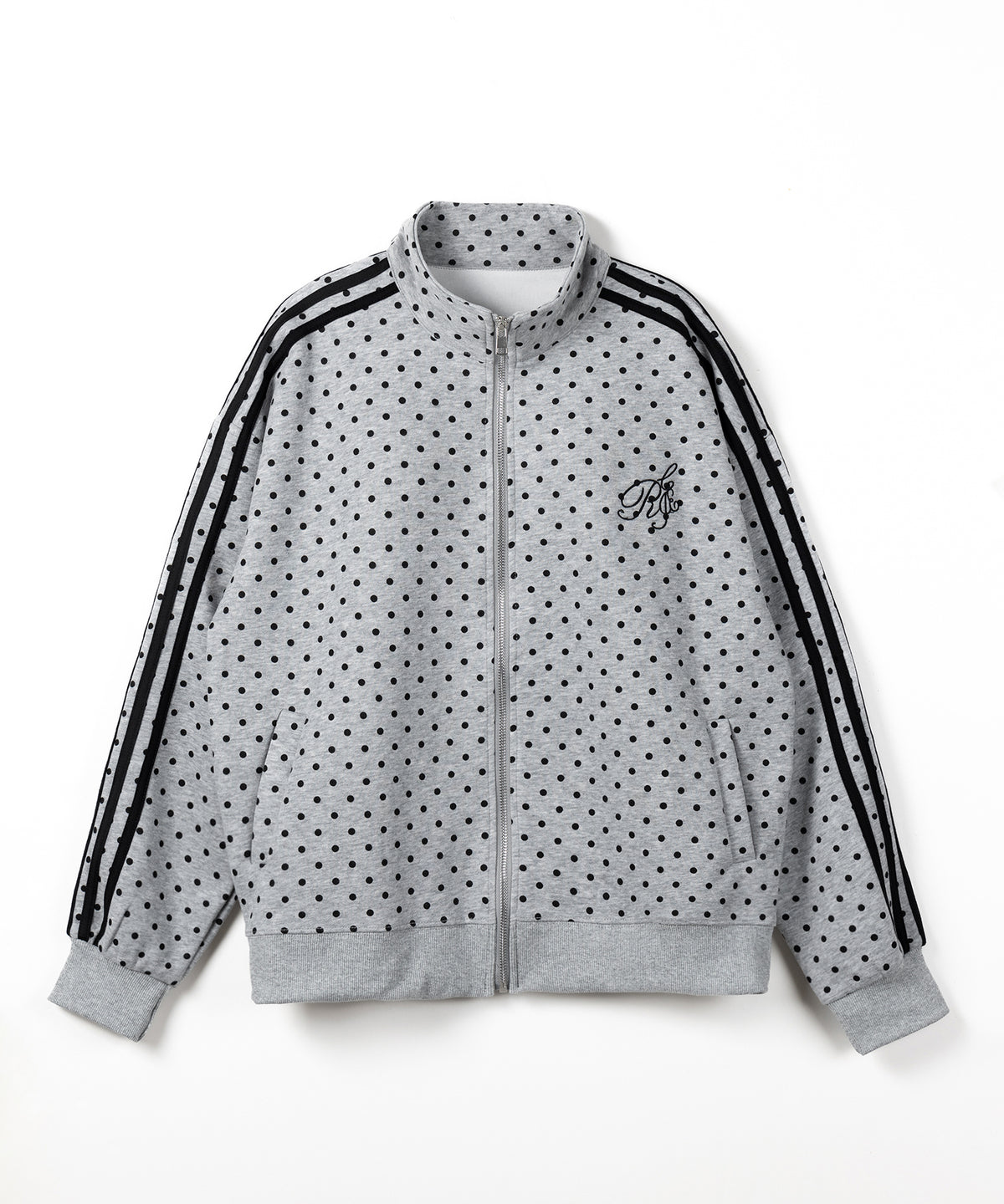 胸ロゴ刺繍ドットラインオーバースウェットブルゾン ／ chest logo embroidery side dot line over sweat blouson