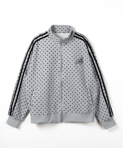 胸ロゴ刺繍ドットラインオーバースウェットブルゾン ／ chest logo embroidery side dot line over sweat blouson