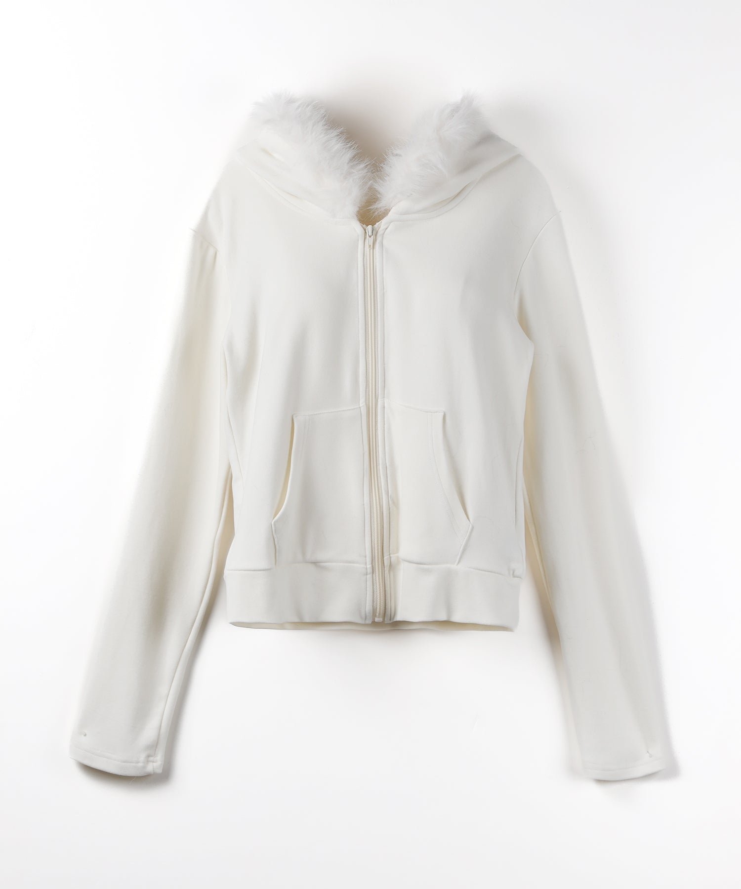 【 ３color 】ファーフードジップアップパーカー ／ fur zipup hoodie