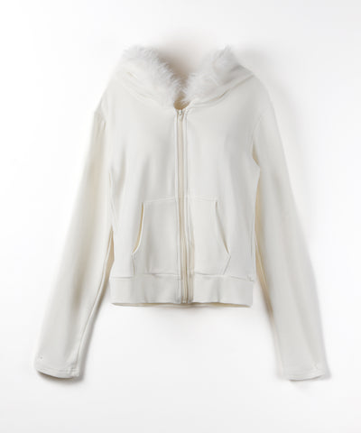 【 ３color 】ファーフードジップアップパーカー ／ fur zipup hoodie