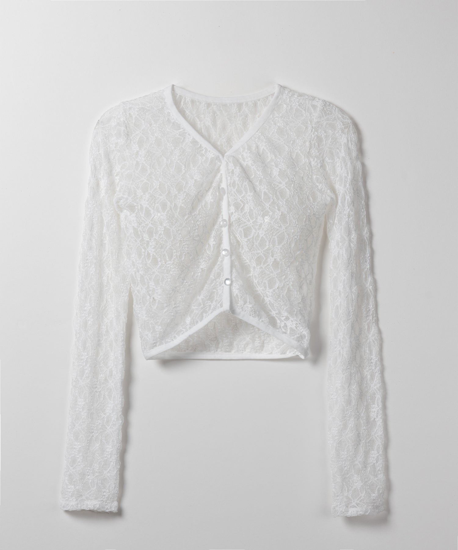 【 ２color 】フロントボタンショートレースカーディガン ／ front button short lace cardigan