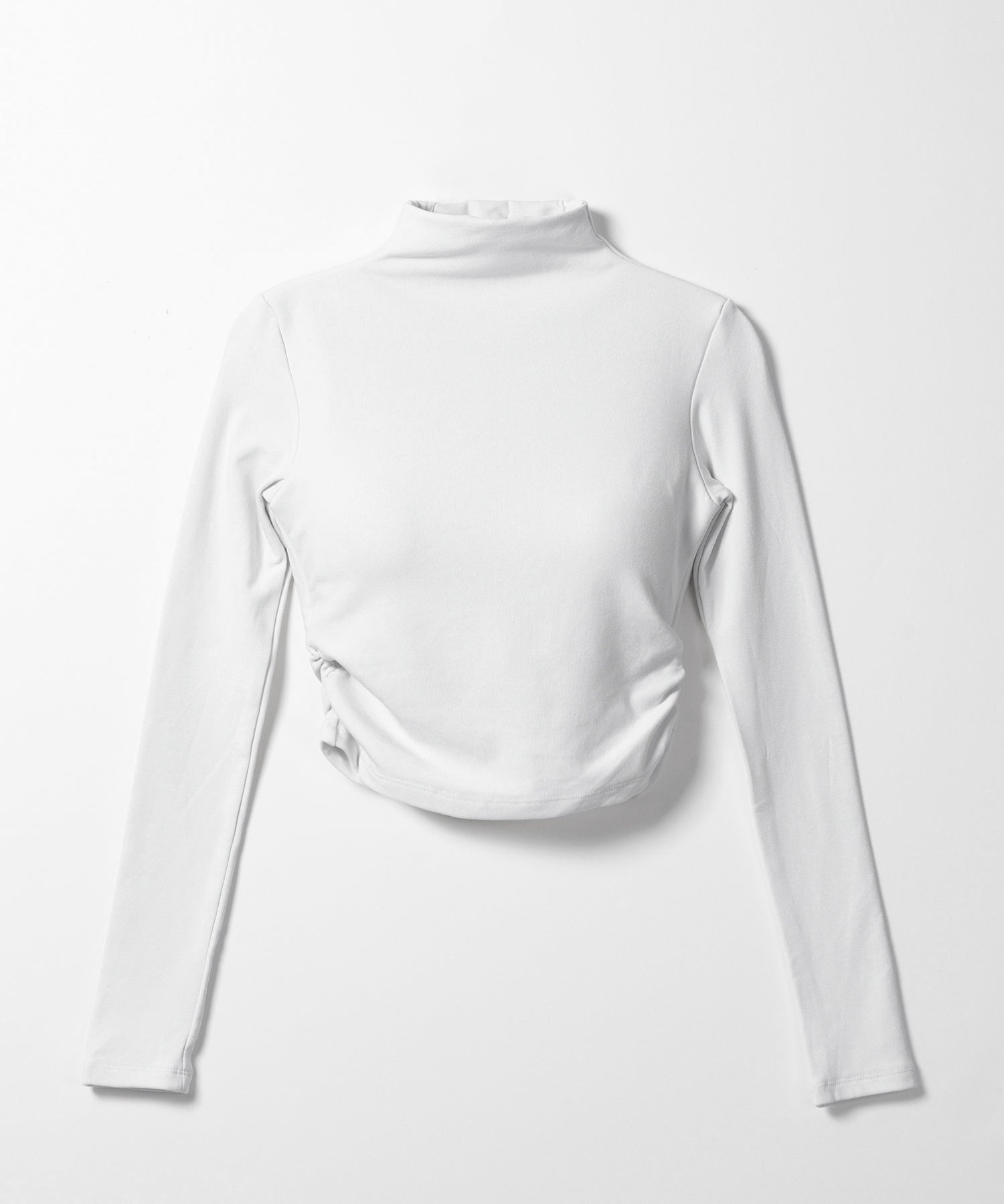 【 カップ付き ／ 裏起毛 】プチハイネックシャーリングショートカットソートップス