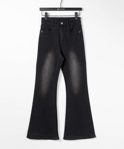 【４size 】美脚ハイウエストストレッチフレアデニム ／ slim leg High waist stretch flare denim