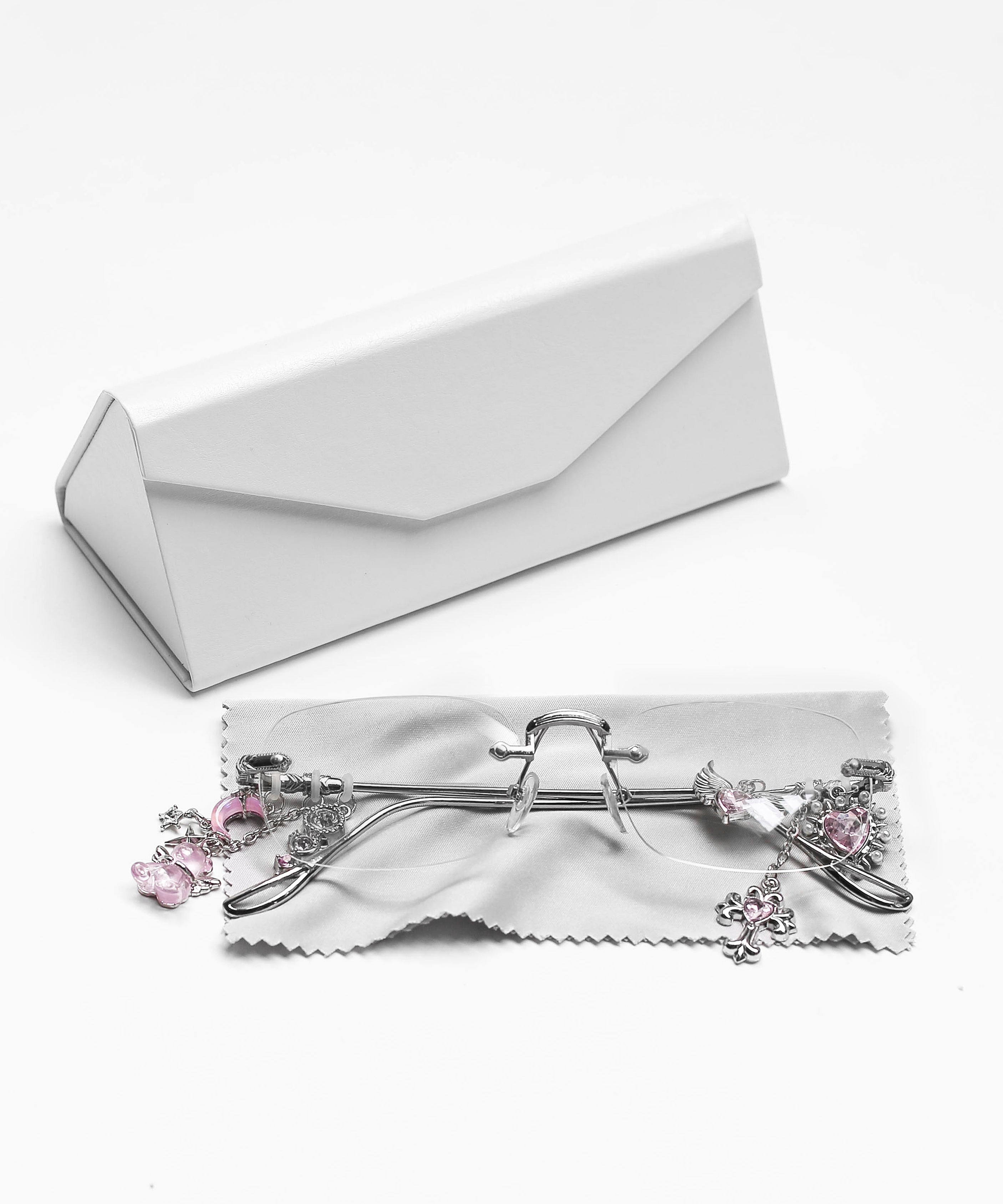 カスタムチャームリムレスメガネ ／custom charm rimless glasses