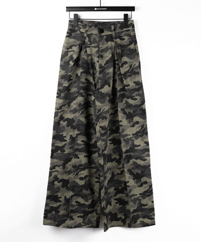【 ２color ／ ４size 】ダブルタックヴィンテージカモフラージュワイドパンツ ／ double tuck vintage camouflage wide pants