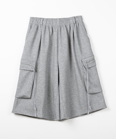 タックワイドカーゴスウェットハーフパンツ / tuck wide cargo sweat half pants