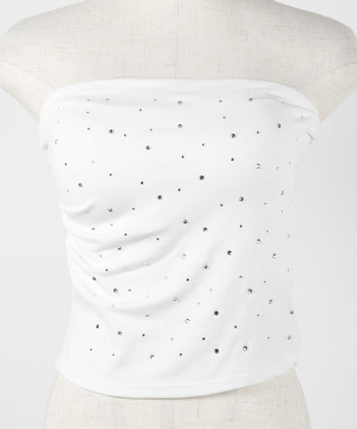 ラインストーンスリムフィットベアトップ ／ Rhinestone slim fit bare top