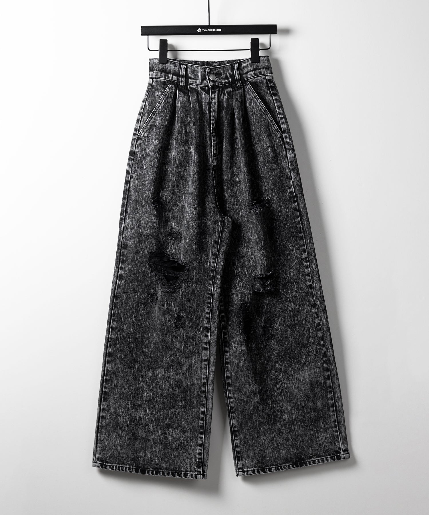 【 デニムセットアップ着用可能 】ヴィンテージケミカルブリーチタックダメージワイドデニム ／ vintage chemical bleach tuck damage wide denim