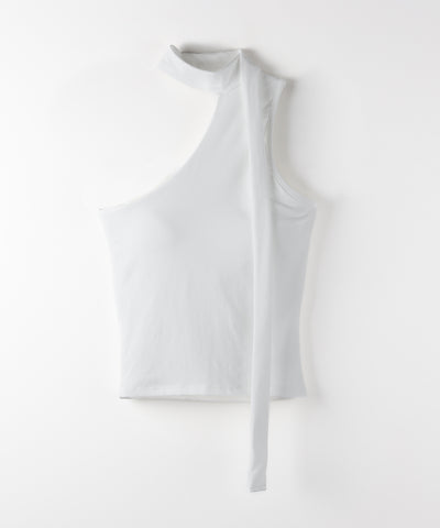 【 ３color ／ カップ付 】チョーカータイアシンメトリーワンショルキャミソール ／ choker tie asymmetry one-shoulder camisole