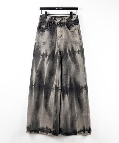【 ４size 】ヴィンテージタイダイブリーチワイドデニム ／ vintage bleached tie-dye wide denim