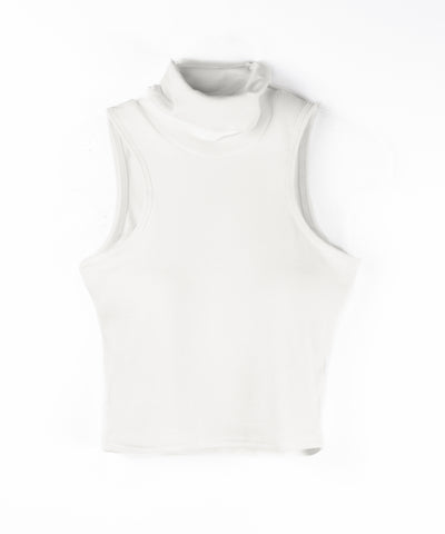 【 裏微起毛 ／ 2点セット 】ハイネックノースリーブトップス ＋ ショートカーディガン SET ／ high neck nosleeve tops + short cardigan SET